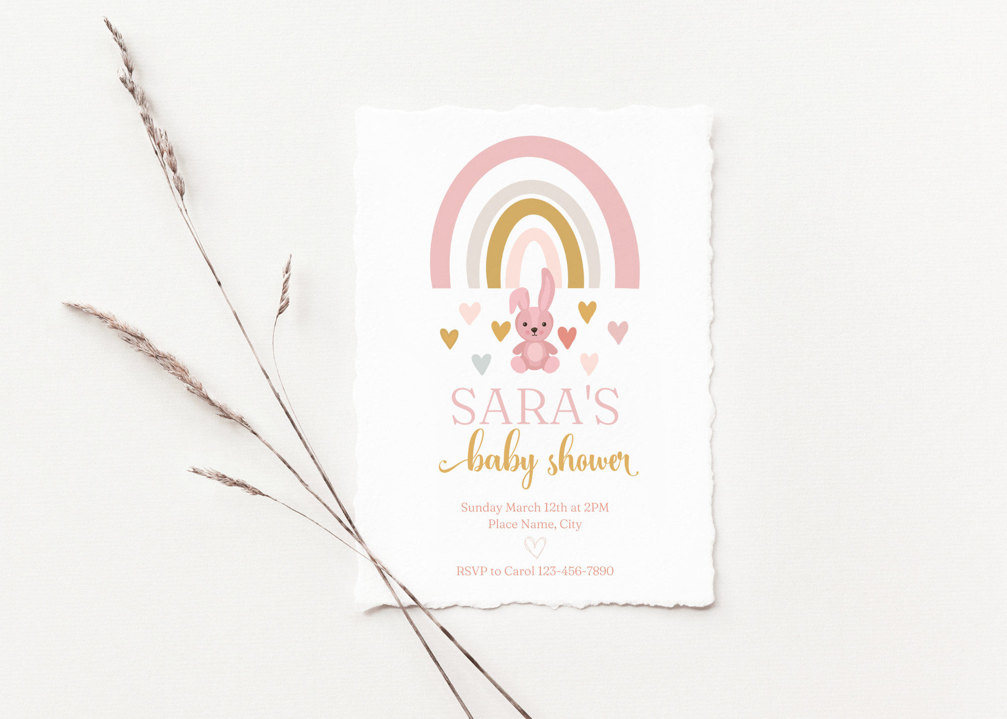 Rainbow Baby Shower Digital Invitation